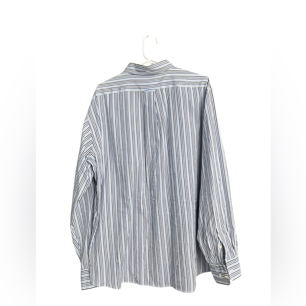 Faconnable Men's Blue White Striped Long Sleeve Button-Down Shirt Size XL - Picture 3 of 9